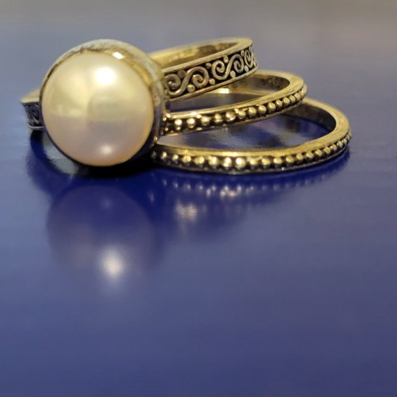 Sundance Boundaries Pearl Ring Trio - Size 9 - Picture 3 of 7